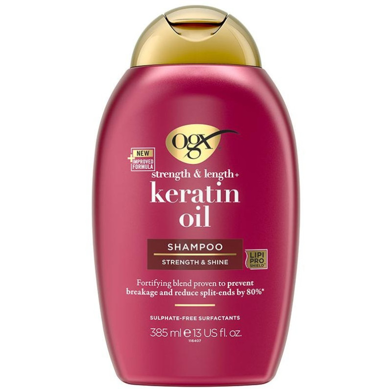 Champú Aceite de Queratina, Pelo Quebradizo, Hidratante y Fortalecedor 385 ml - Ogx