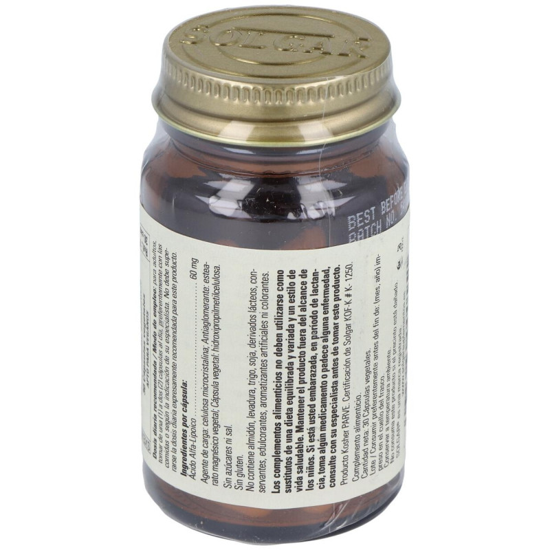Ácido Alfa - Lipoico 60mg 30vcaps - Solgar