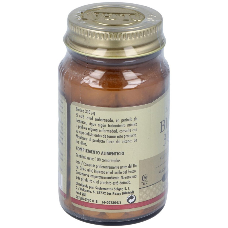 Biotina 300mg 100 Comprimidos - Solgar