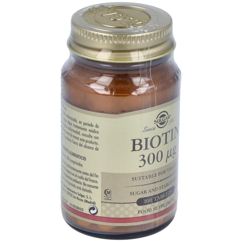Biotina 300mg 100 Comprimidos - Solgar