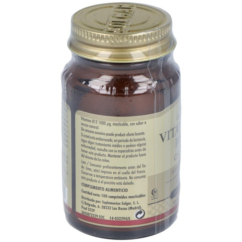 Vitamina B12 Cianocobalamina 1000mcg. 100comp.mast - Solgar