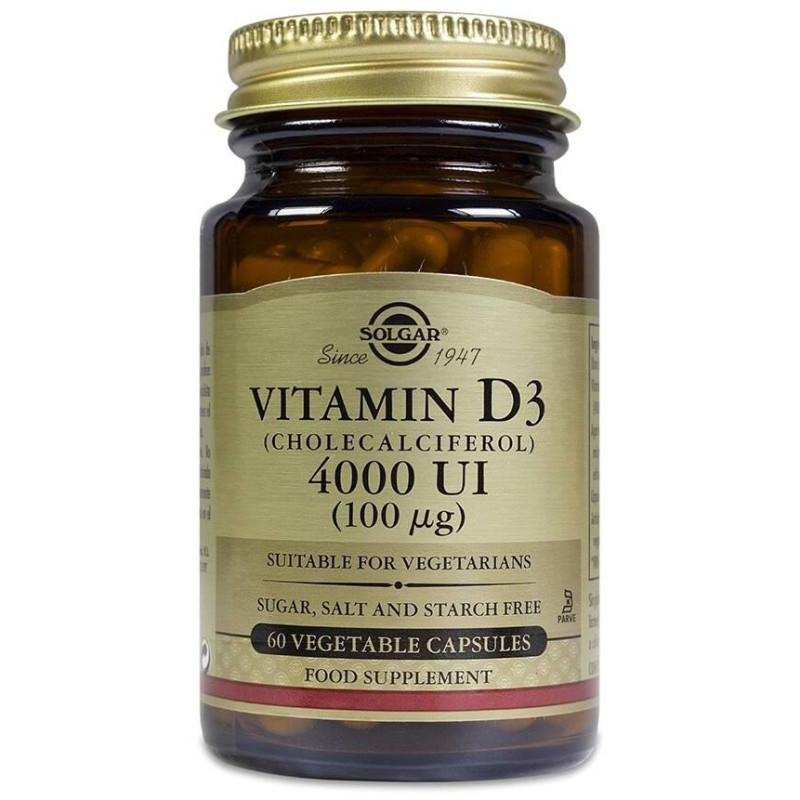 Vitamina D3 Colecalciferol 4000 Ui 100 mcg 60 Vcaps - Solgar