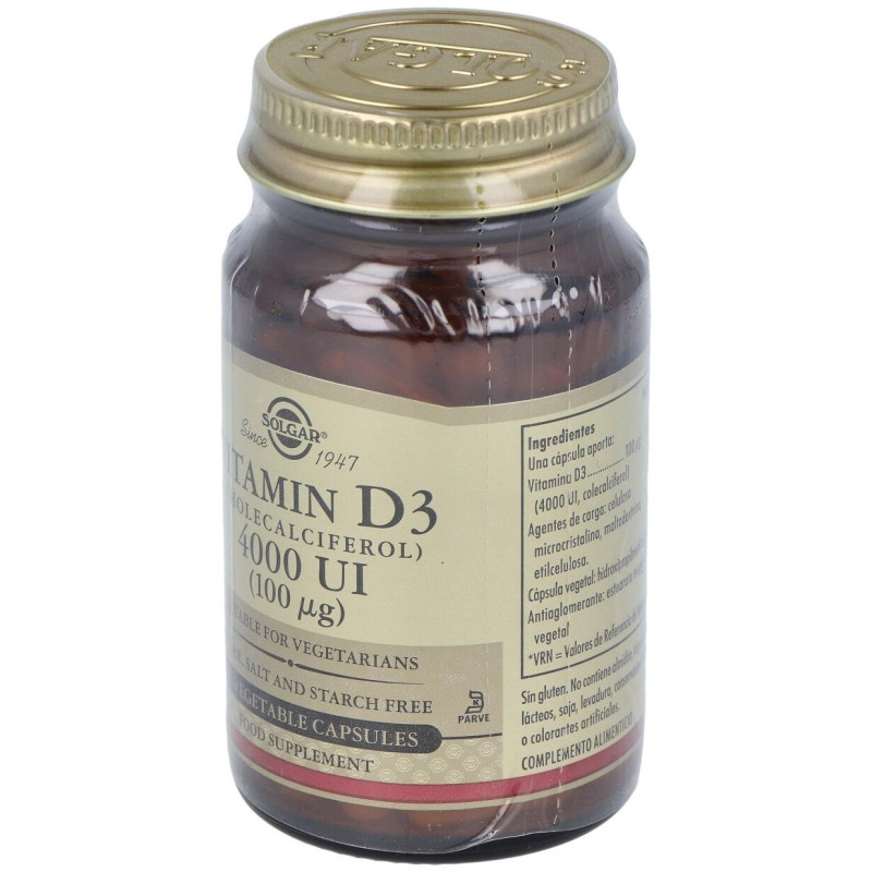 Vitamina D3 Colecalciferol 4000 Ui 100 mcg 60 Vcaps - Solgar