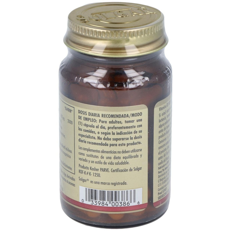 Vitamina D3 Colecalciferol 4000 Ui 100 mcg 60 Vcaps - Solgar