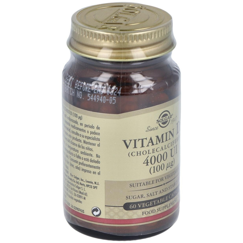 Vitamina D3 Colecalciferol 4000 Ui 100 mcg 60 Vcaps - Solgar