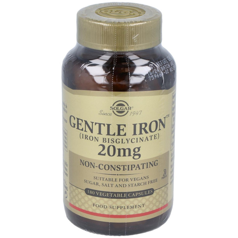 Hierro Gentle 20mg Hierro Bisglicinato 180vcaps - Solgar