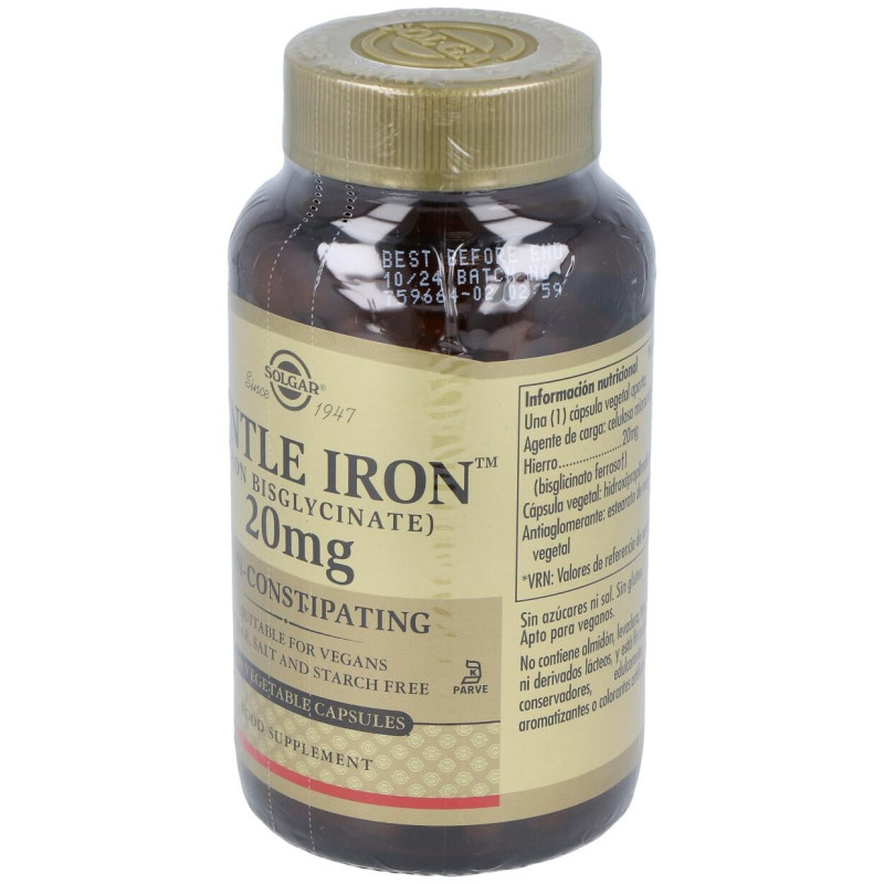 Hierro Gentle 20mg Hierro Bisglicinato 180vcaps - Solgar
