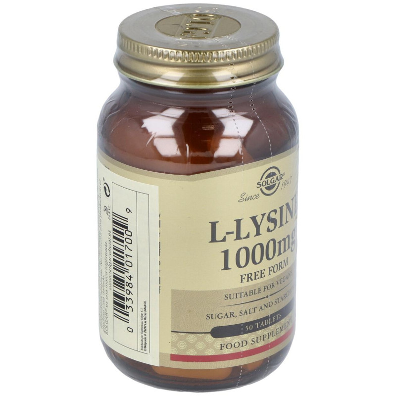 L - Lisina 1000mg 50 Comprimidos - Solgar
