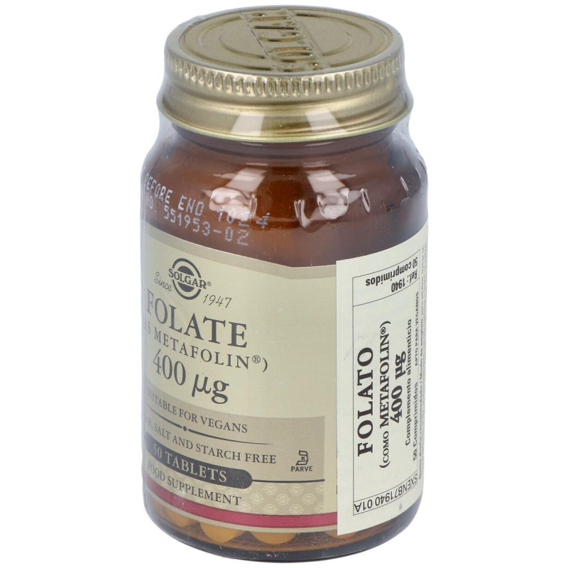 Folato Como Metafolin 400mcg 50comp - Solgar