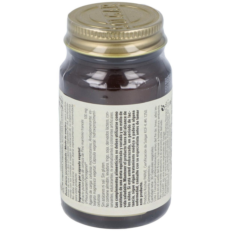 Pycnogenol 100mg Extracto de Corteza de Pino 30vcaps - Solgar