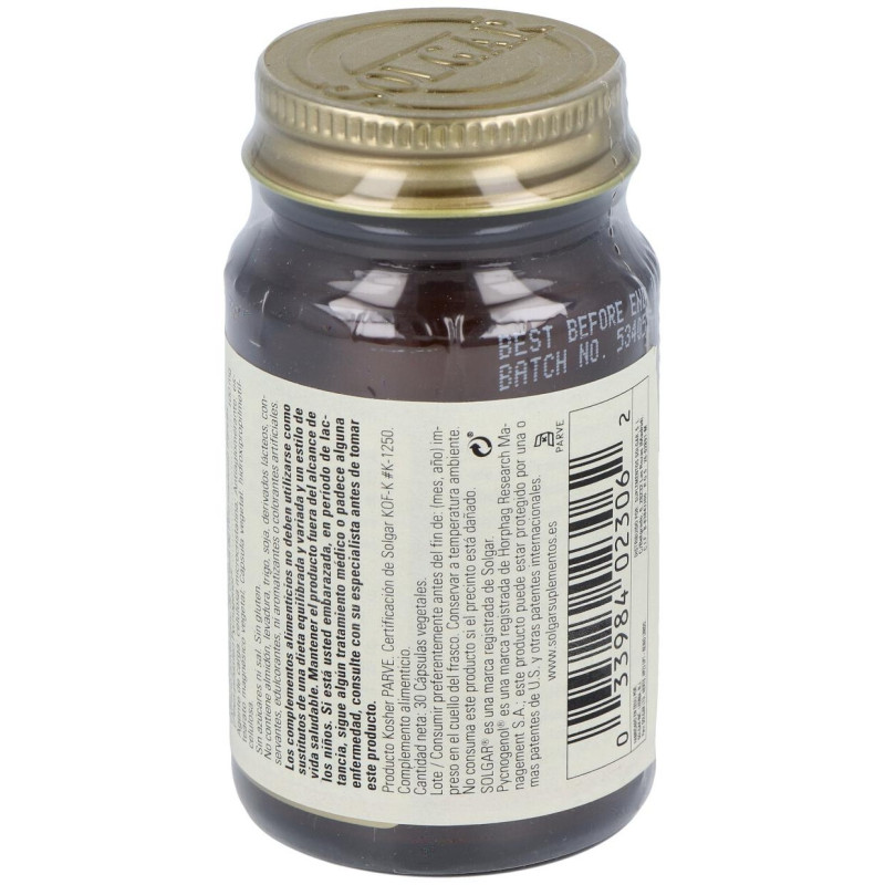 Pycnogenol 100mg Extracto de Corteza de Pino 30vcaps - Solgar