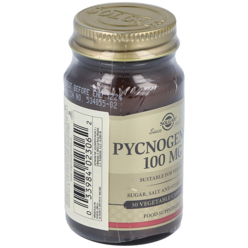 Pycnogenol 100mg Extracto de Corteza de Pino 30vcaps - Solgar