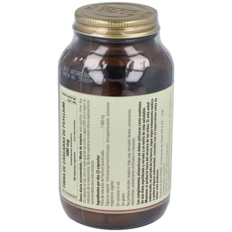 Fibra de Cáscara de Psyllium 500mg 200caps - Solgar