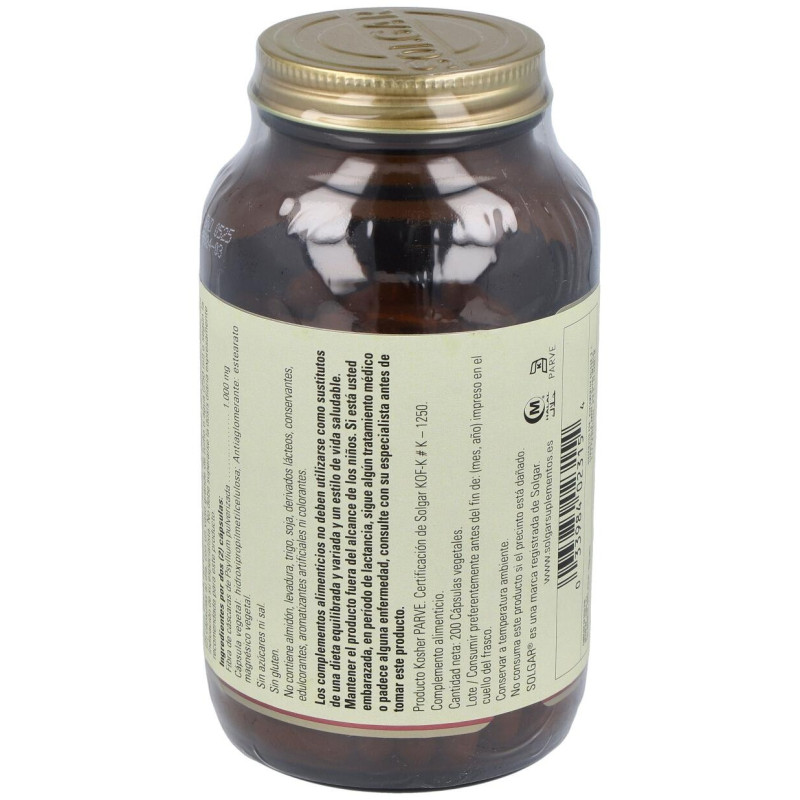 Fibra de Cáscara de Psyllium 500mg 200caps - Solgar