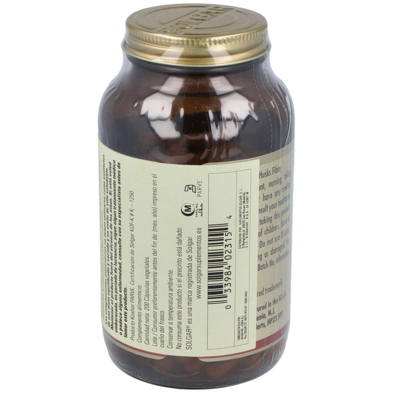 Fibra de Cáscara de Psyllium 500mg 200caps - Solgar