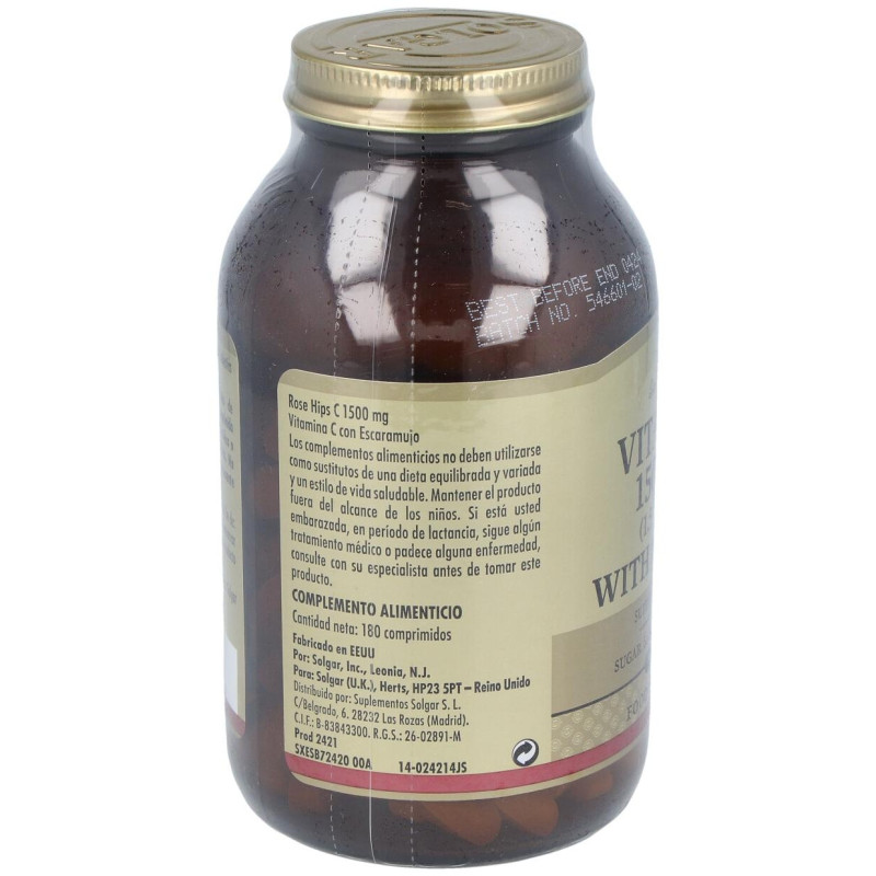 Rose Hips Vit C 1500mg 180 Comprimidos - Solgar