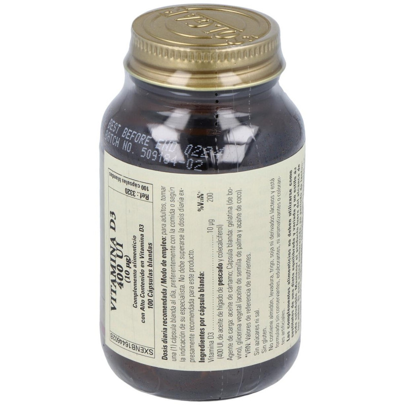 Vitamina D3 400ui (10mcg) 100perlas - Solgar