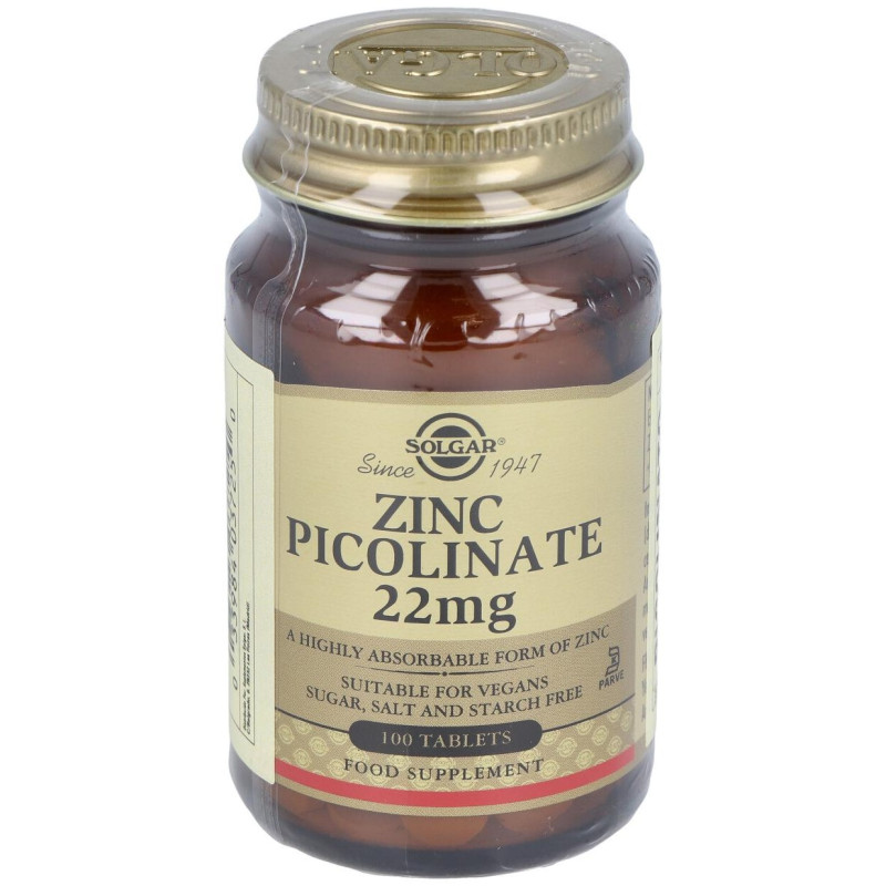 Piccolinato Zinc 22mg 100 Comprimidos - Solgar
