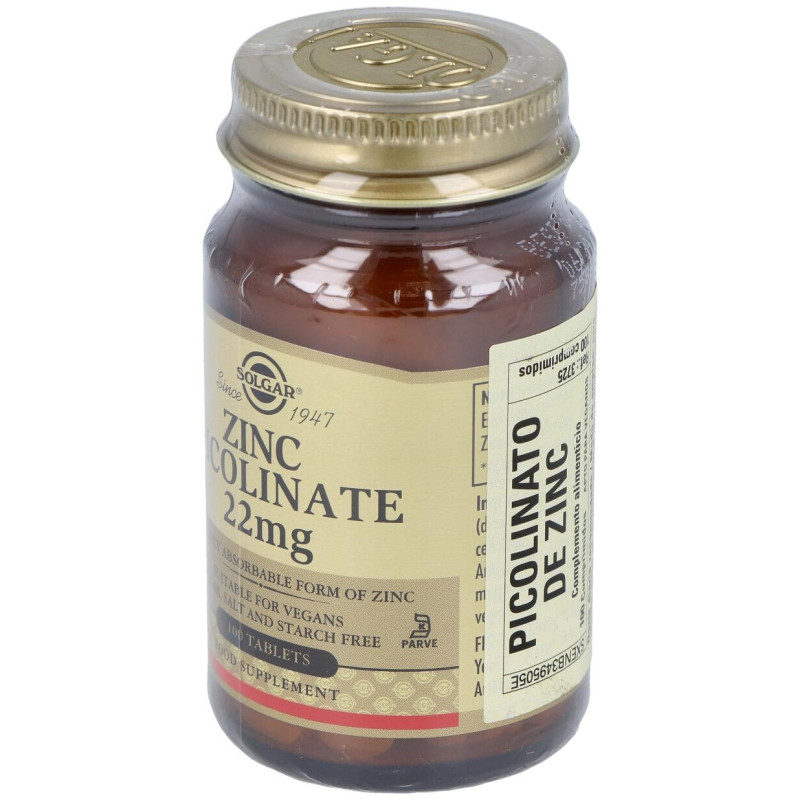 Piccolinato Zinc 22mg 100 Comprimidos - Solgar