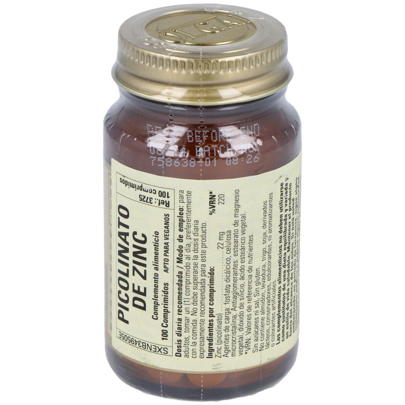 Piccolinato Zinc 22mg 100 Comprimidos - Solgar