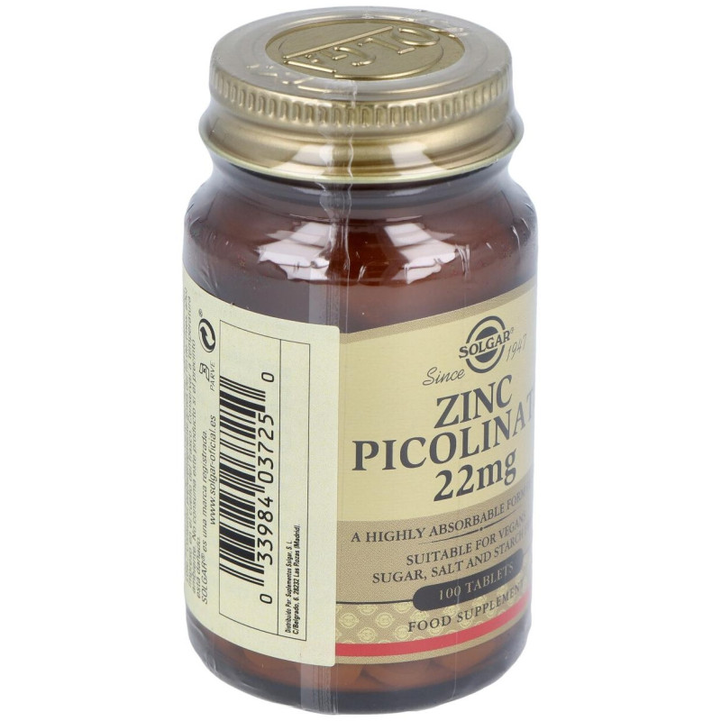 Piccolinato Zinc 22mg 100 Comprimidos - Solgar