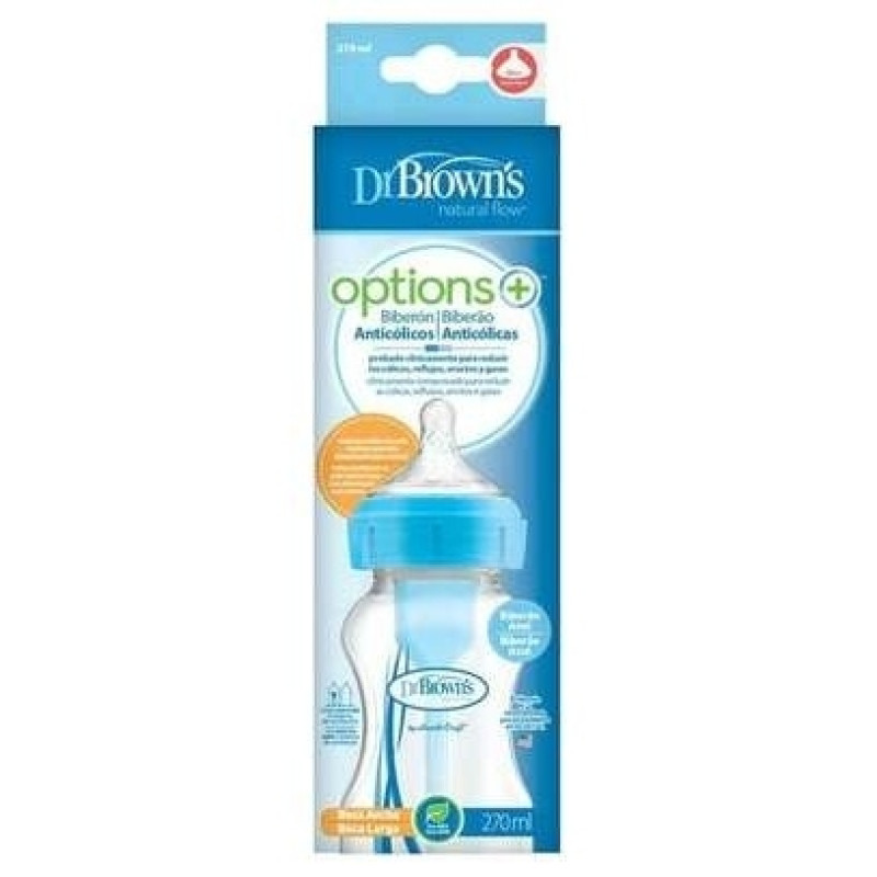 Dr Brown's Biberón Silicona Natural Flow Azul Bosque 270ml 1ud - Drbrowns