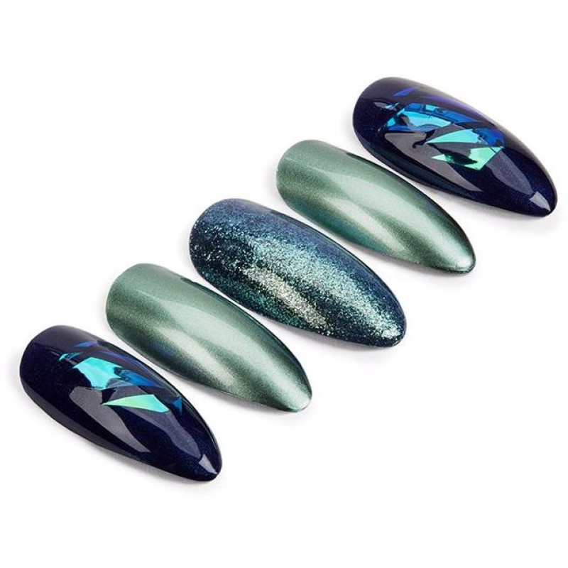 Nail Addict Premium Uñas Green Glitter Chrome 24uds - Ardell