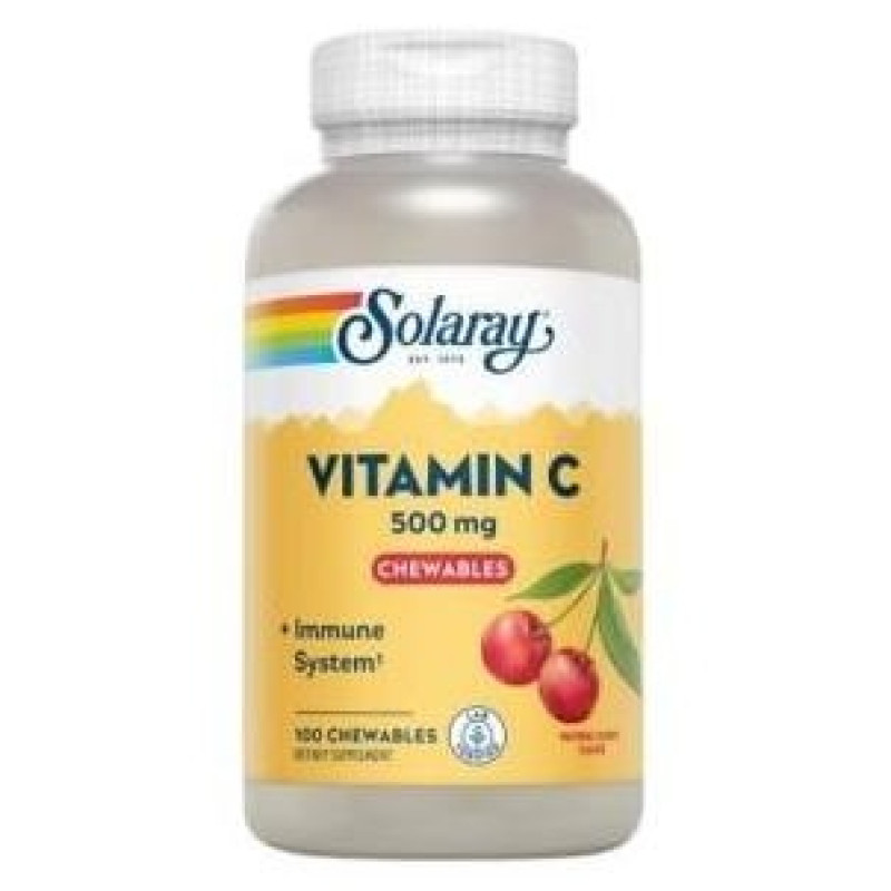 Vitamina C 500 mg Comprimidos Masticables Cereza 100 u - Solaray