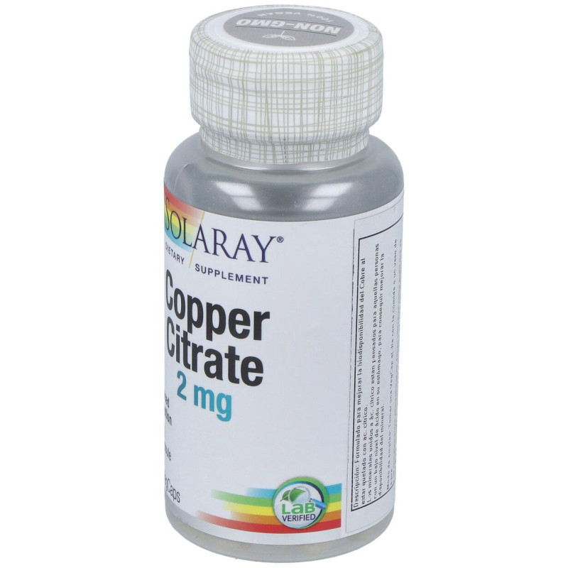 Cobre Citrato 2mg 60caps - Solaray