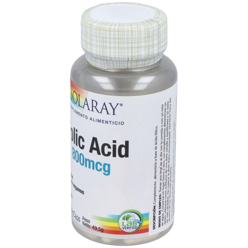Ácido Folico 800mcg. 100cap - Solaray