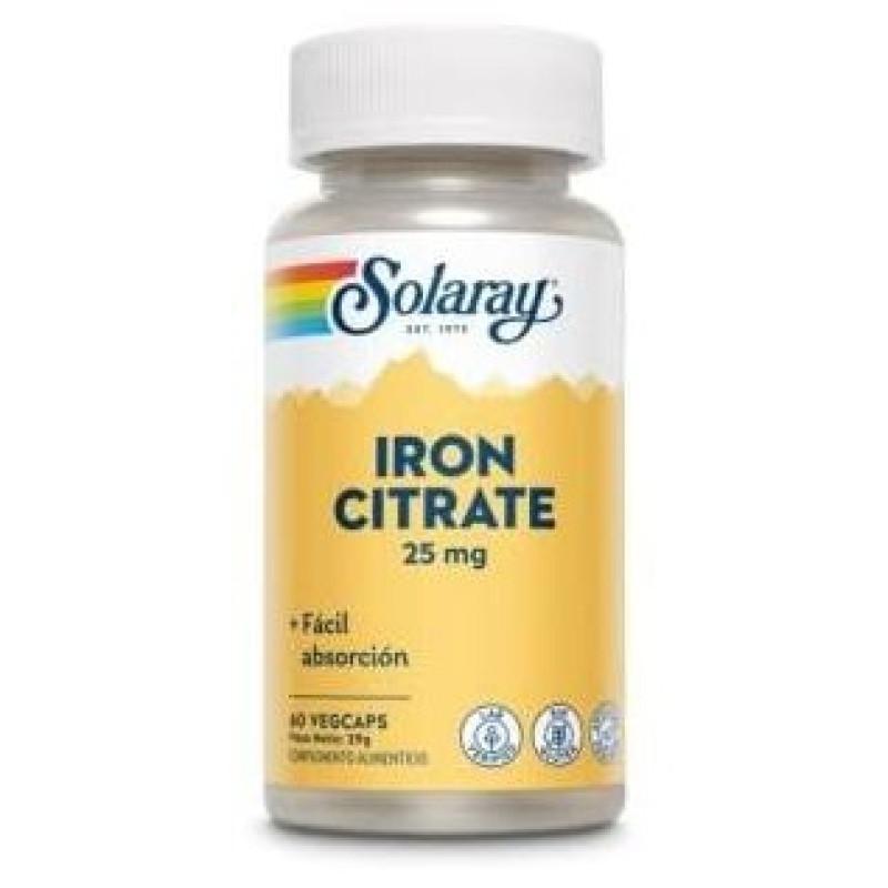 Citrato Hierro 25mg 60caps - Solaray