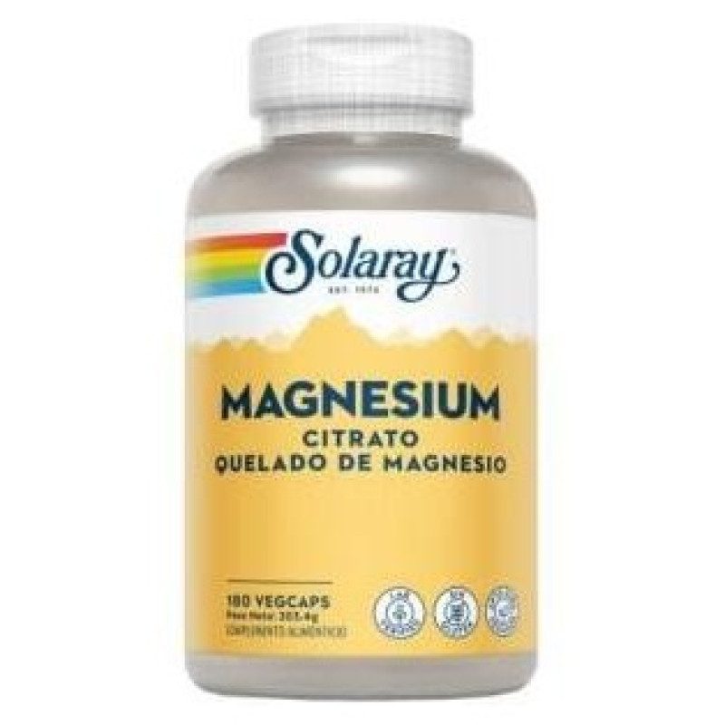 Magnesium Citrato Quelado de Magnesio 180caps - Solaray
