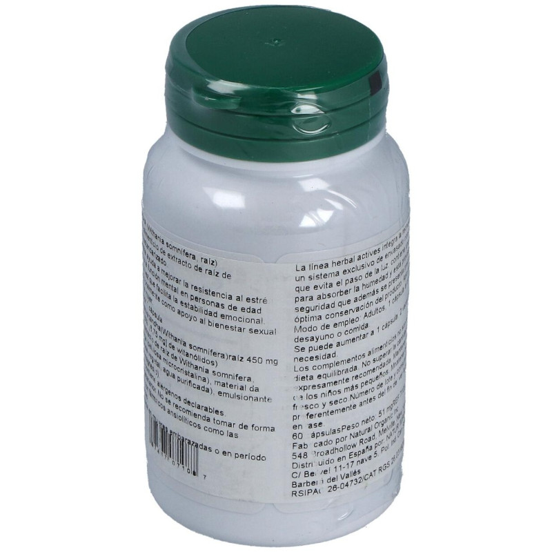 Ashwaganda Raiz 450Mg. 60Cap. Herbal Actives