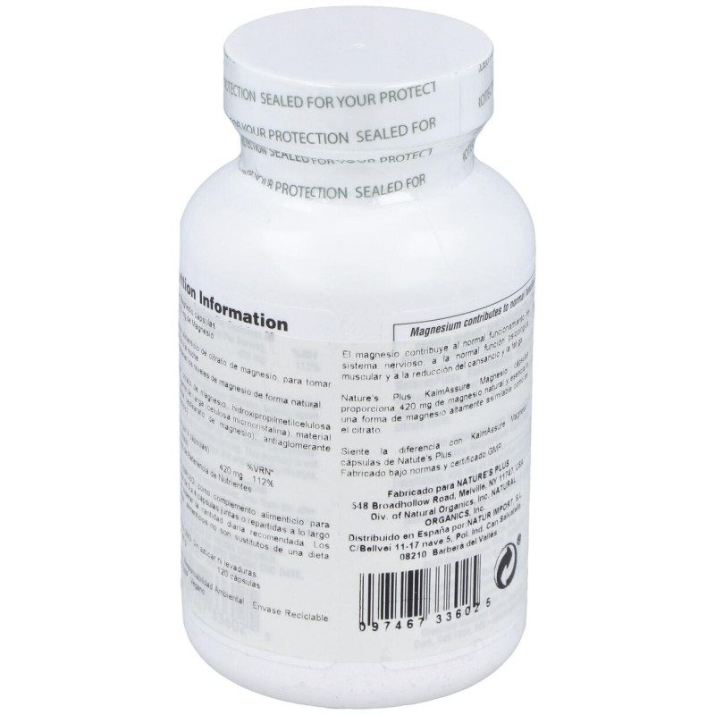 Kalmassure Magnesio 120cap - Natures Plus