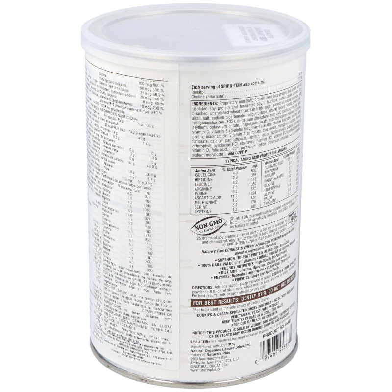 Nature'S Plus Spiru Tein Cookies Y Cream 525G