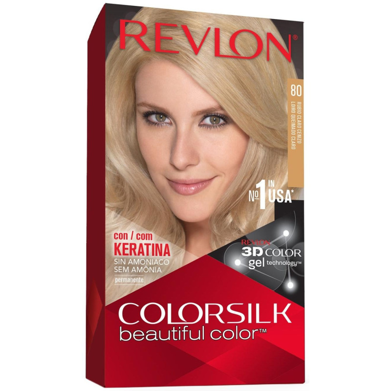 Kit Tinte Colorsilk 80 Rubio Medio Cenizo - Revlon