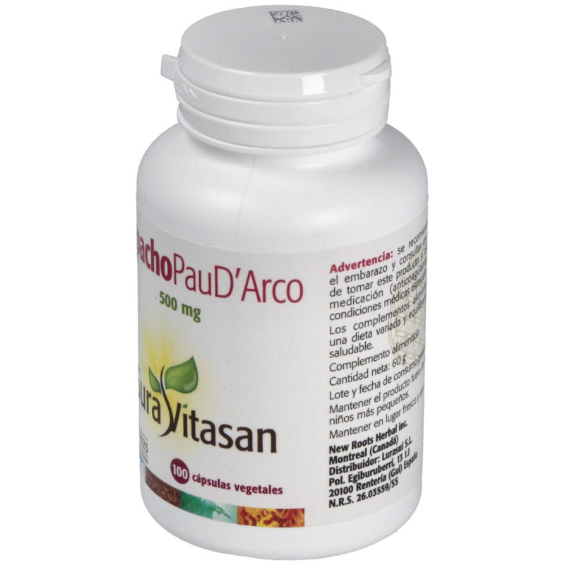 Lapacho Pau D'arco 500mg 100 Cápsulas - Sura Vitasan