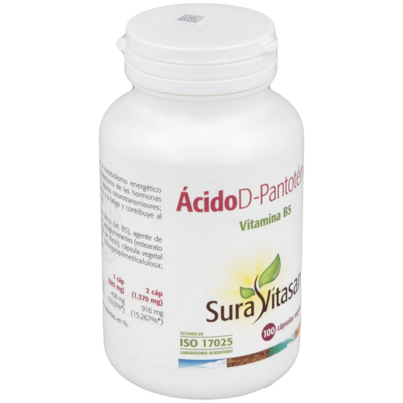 Ácido Pantotenico 500mg 100caps - Sura Vitasan