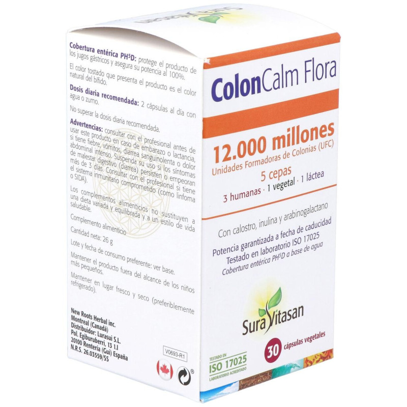 Colon - Calm Flora 30 Cápsulas - Sura Vitasan