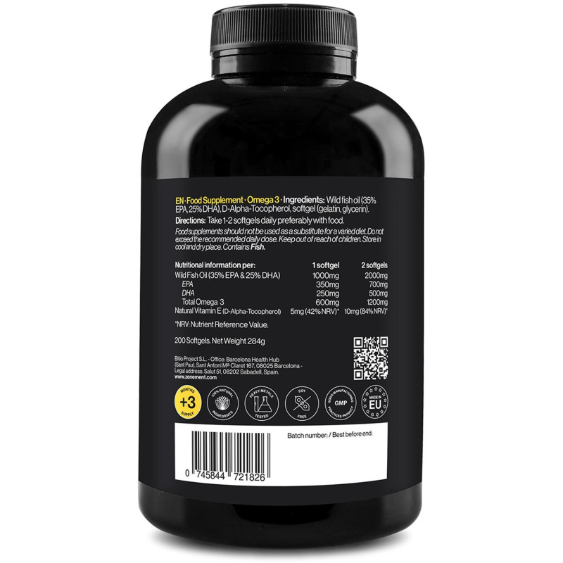 Omega 3 1000mg Epa 350mg + 250mg Dha 200caps - Zenement