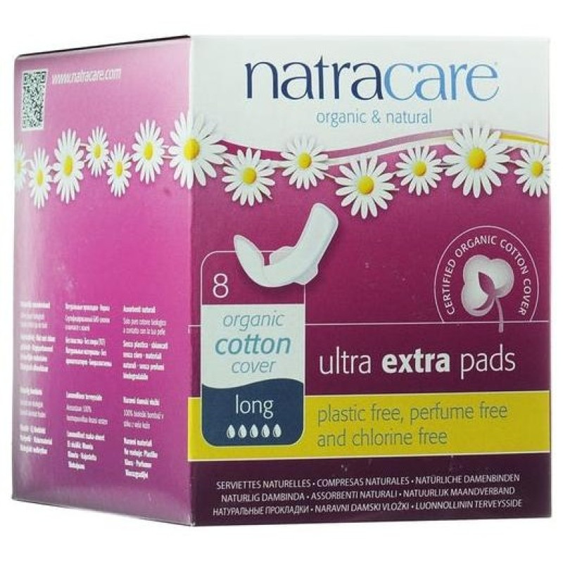 Compresa Extra Larga con Alas 8uds. Ultra Extra - Natracare