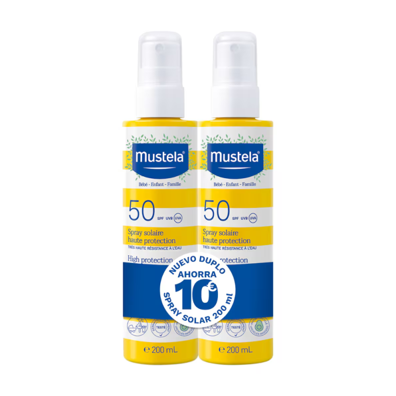 Duplo Spray Solar alta Protección SPF50, 200 ml. + 200 ml. - Mustela
