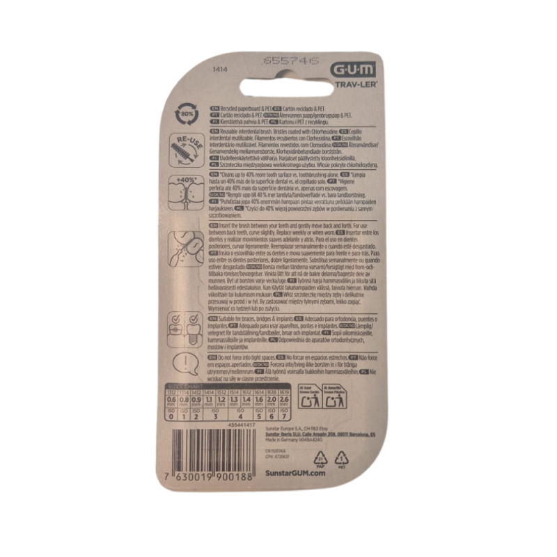 GUM Cepillo Interdental Trav-ler de 1.1 mm, 6 un. - Sunstar
