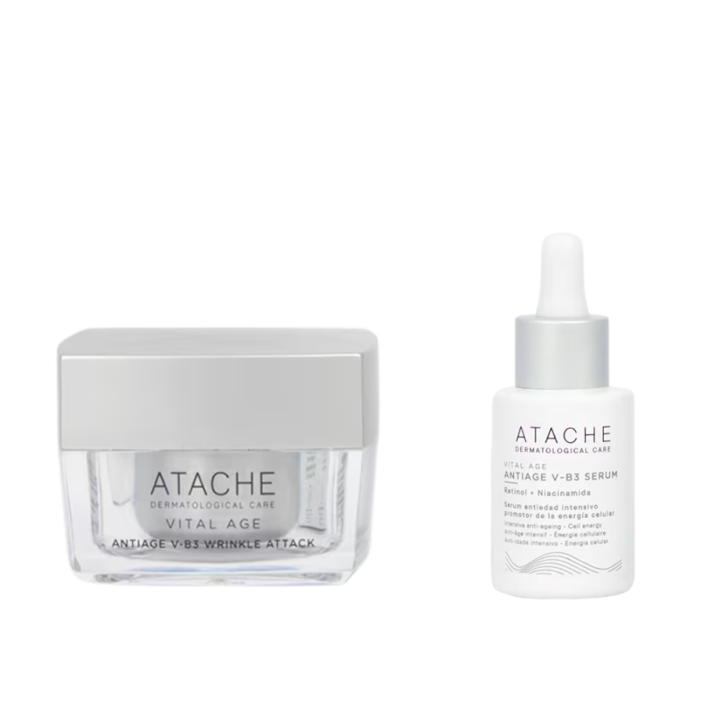 Tratamiento Combinado Antienvejecimiento: Vital Age V-B3 Crema de Día AntiAge , 50 ml. + Vital Age V-B3 Sérum Antiage, 30 ml.- Atache 