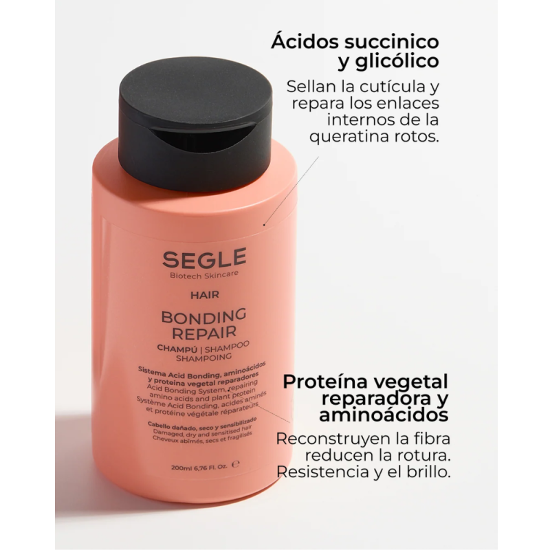 Champú Bonding Repair Champú Reparador Antirotura Pelo Dañado, 200 ml. - Segle Clinical