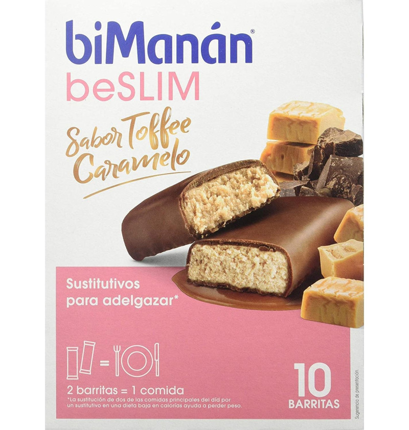 Bimanan Beslim Sustitutivo (10 Barritas 31 g Sabor Toffee Caramelo) - Nutricion Sante