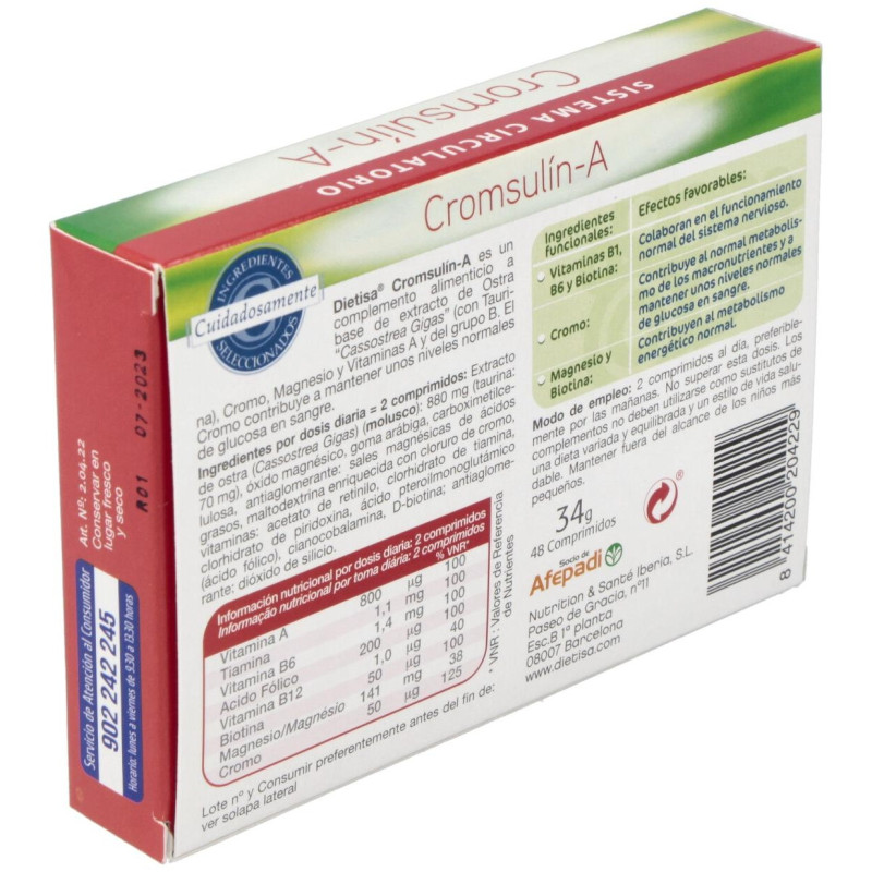 Cromsulin a (diabetes) 48comp - Dietisa