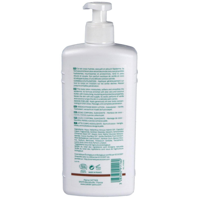 Leche Corporal Suavizante Coco y Vainilla Bio 500ml - Cattier