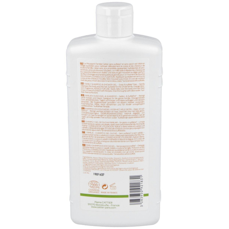 Gel de Ducha y Champu Familiar sin Sulfatos 500ml - Cattier