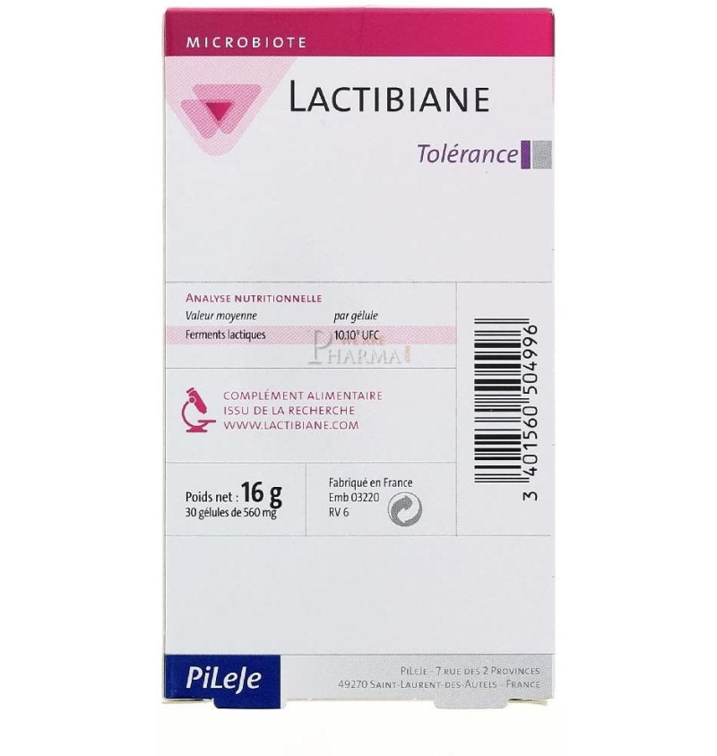 Lactibiane Tolerance Pileje (2,5 g 30 Cápsulas) - Pileje Slu
